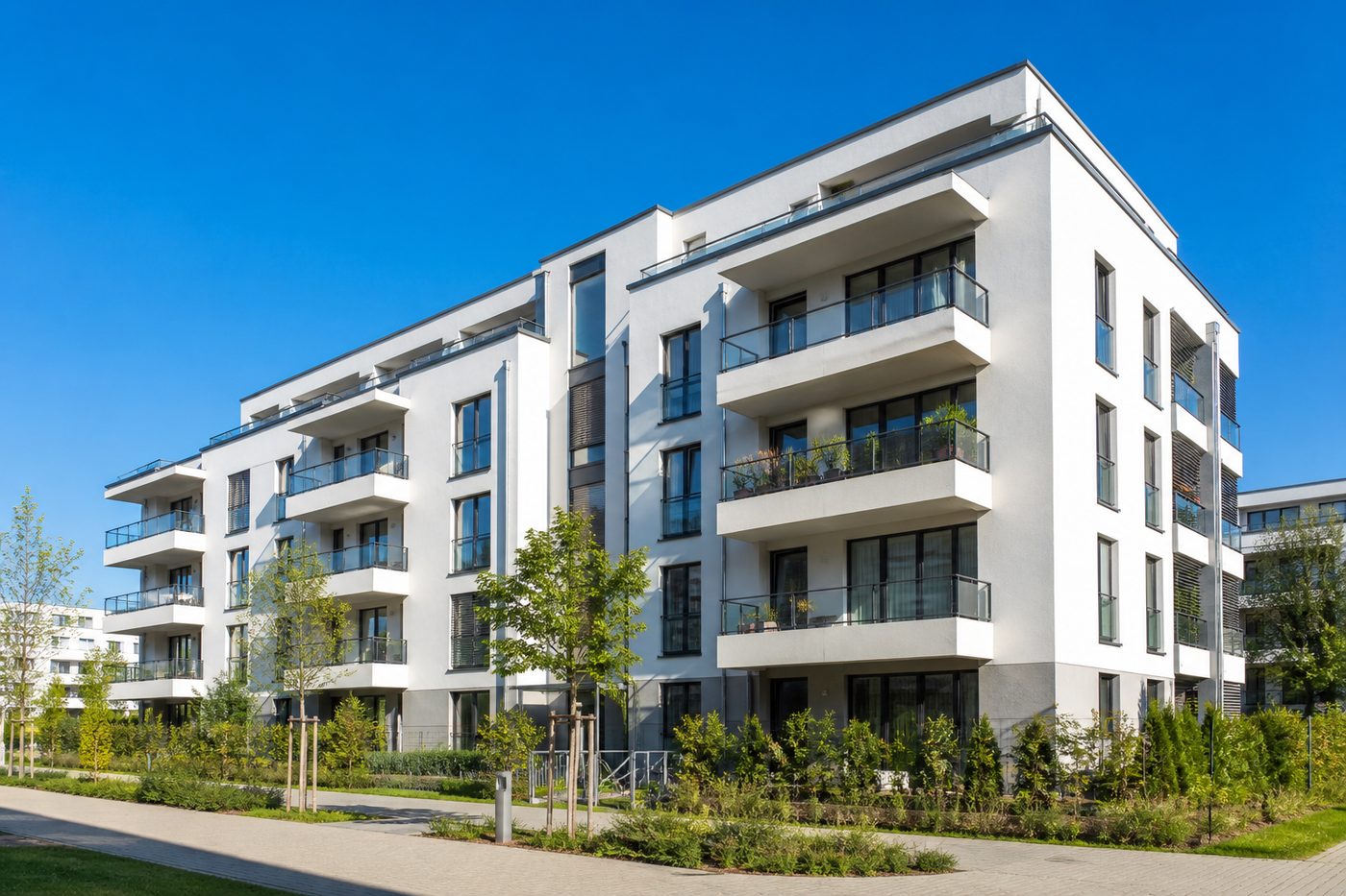 Modern multi-story apartment building